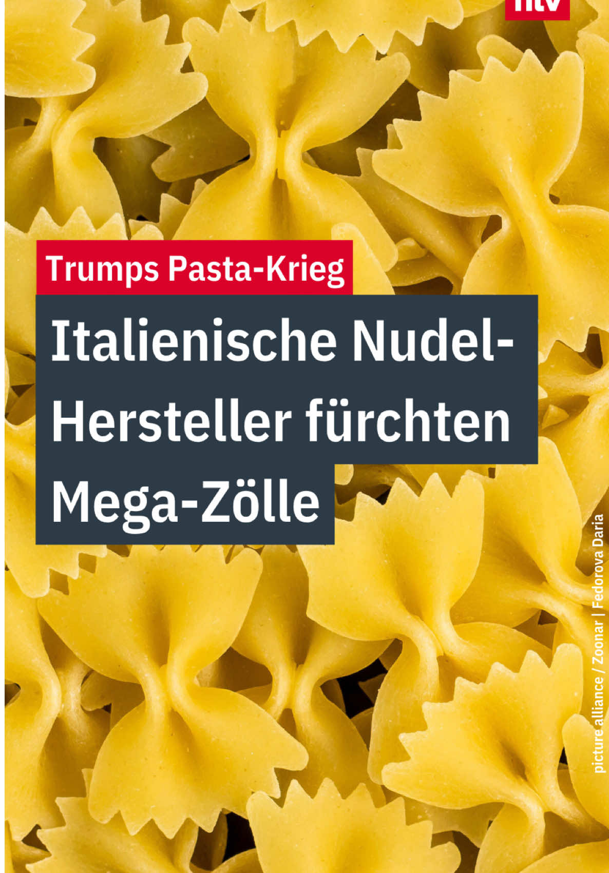 Viele US-Amerikaner müssen bald womöglich auf ihre Lieblings-#Pasta verzichten. Wegen angekündigter Extrem-#Zölle bereiten sich italienische Hersteller auf einen Rückzug aus dem US-Markt vor. 📲 Immer aktuell informiert seid ihr mit der ntv App. #ntv #nachrichten #ntvwirtschaft