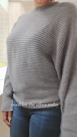 ootd for work  #OOTD #outfitinspo #simpleoutfit #womensclothing #fallfashion  [grey sweater, blue jeans, black boot, fall weather clothing, simple outfit for work, clothes, clothingtok]