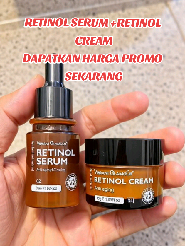 Retinol Serum dan Retinol Cream 1 Paket ,Mencerahkan kulit kusam,dan kulit kering,,Ampuh banget co sekarang #retinolserum #retinol #retinolskincare #cream #fyp 