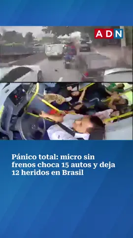 Una micro presentó problemas con sus frenos y arrasó con 15 autos en una carretera en Brasil. En el registro de las cámaras de seguridad se escucha cómo las personas gritan mientras que se ve como el bus pasa a llevar autos dejando graves problemas en la autopista. En total se informaron 12 heridos y dos personas graves.