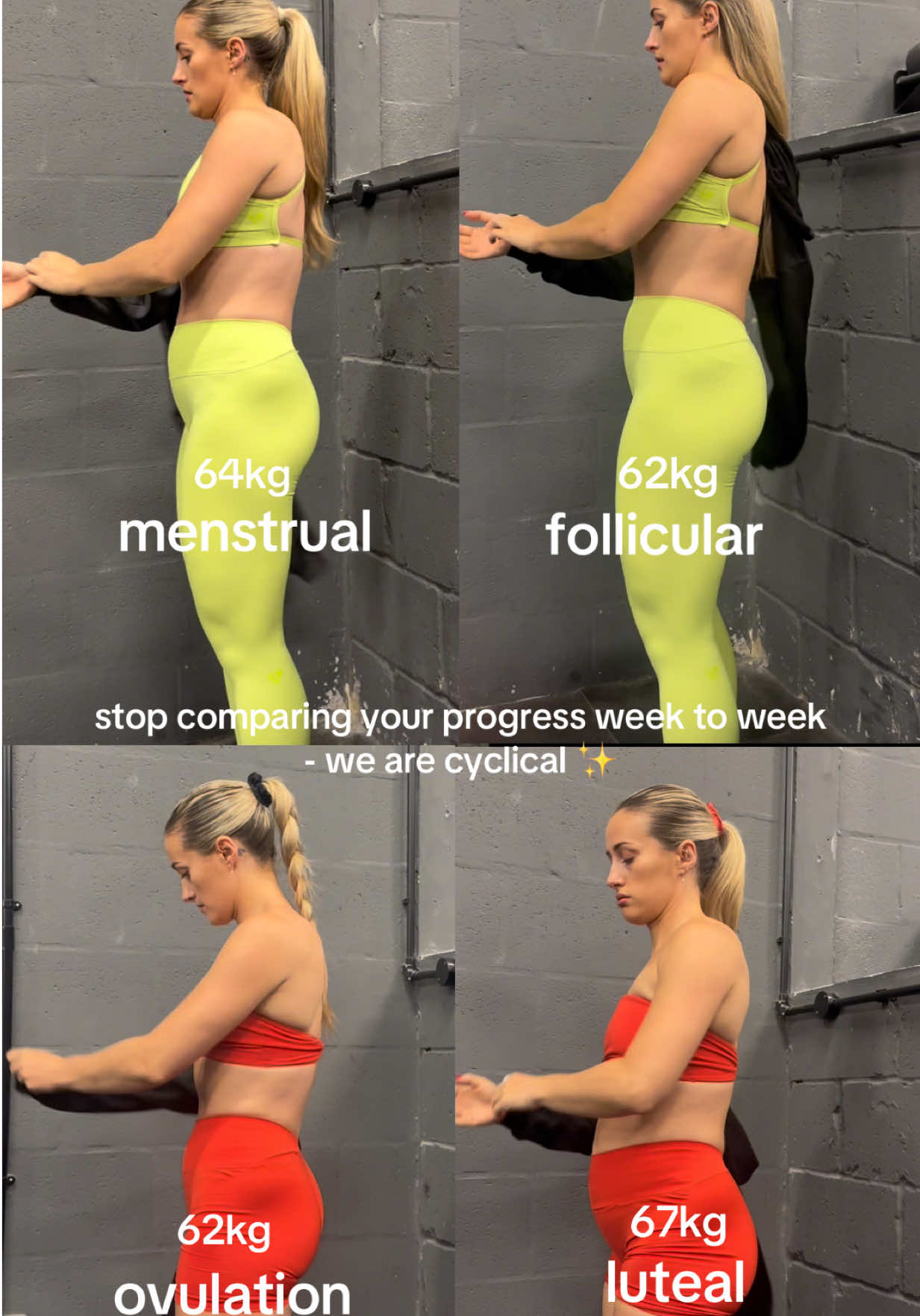 MEASURING PROGRESS & YOUR CYCLE 🔄🩸  ⠀⠀ 📣 LISTEN UP ladies ‼️ the scales will likely fluctuate up before your period BUT this does NOT mean you’ve gained fat! It makes me sad to think of so many of you feeling like you’re not making progress because of this number when you most likely are  So I wanted to do this post to help you understand where you are in your cycle and the reason for fluctuations as this can help with reframing your mindset towards this👇🏼 If you feel comfortable enough using the scales to track your progress I would advise the following: ➡️ weigh yourself everyday at the same time (first thing on a morning after the toilet and before any food or drink) ➡️ make a note of your weight (don’t let this number define your worth whilst you’re at it 😘) ➡️ then take an average for each week ➡️ keep doing this weekly then after your period compare your week 5 to your week 1, your week 6 to your 2, week 7 to week 3, week 8 to week 8 and so on and so on Comparing your weight week on week is not an accurate reading of your results as we hold onto more water weight all over our bodies in the luteal phase before our periods arrive so we’re going to be heavier than the previous week because water has weight BUT 👇🏼 🌟this doesn’t mean you’ve gained body fat 🌟  Because the scales weigh so much more than just body fat and ultimately that’s what you want to lose not just weight. And as always it’s SO important to look at lots of factors (eg photos, measurements, clothes fitting, energy levels, strength progress etc) on your journey to see the bigger picture, not just focus on the scale number alone 🙅🏼‍♀️ Our hormones fluctuate throughout our cycle all the time so it’s important recognise that and not let it get you down thinking your hard work has gone to waste because it’s not the case if you’re being consistent 💪🏼  This is something I look at with all my clients so if it’s something you need help with then fill in the link in my bio to let me know your goals and we can have a chat to see how I can help you @energiseonlinecoaching 🤎 #scaleweightfluctuates #preperiodbloat #femaleempowerment #realnessinfitness #realwomenrealresults    