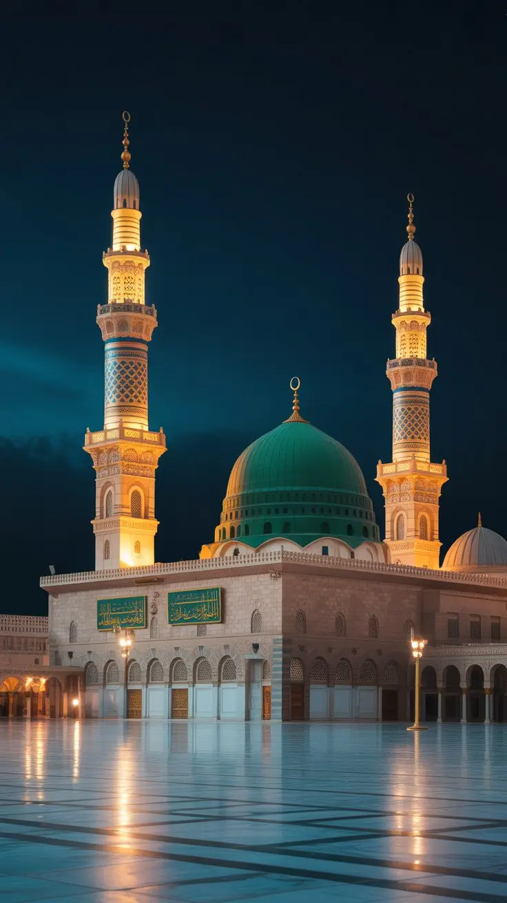 Madinah Munawra   Madinah, the City of the Prophet, shines bright   A beacon of faith, where Islam's history takes flight   The Masjid an-Nabawi, a mosque of grandeur and might   Where the Prophet Muhammad's tomb is a sacred sight   The city's streets are lined with date palms, green and tall   A tranquil oasis, where faith and peace enthrall   Madinah's rich history and heritage are palpable and real   A place where Muslims from all over the world come to feel   The city's warm hospitality and welcoming smile   Make it a place of pilgrimage, worth traveling a long while   #plztiktokteamdontunderviewmyvideos #foryoupageofficial #8k #walpaper #islamicwallpapers