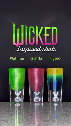 Wicked: For Good Inspired Shots part 2 🩷💚  Elphaba, Glinda & Fiyero #wicked #wickedforgood #shots #cocktail 