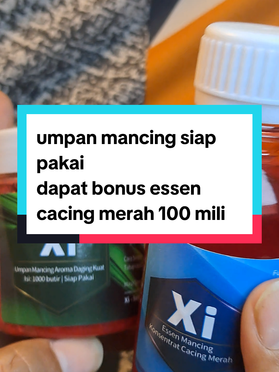 Paket hemat umpan siap pakai dapat bonus essen cacing merah 100 mili. #umpansiapakai #essengacor #essen #gajiansale #wibgajian 