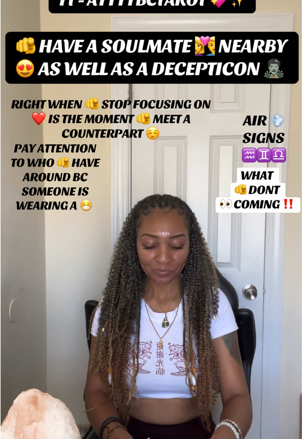AIR 💨 SIGNS - 🫵 HAVE A SOULMATE 👩‍❤️‍👨 NEARBY 😍 AS WELL AS A DECEPTICON 🧟‍♂️ | RIGHT WHEN 🫵 STOP FOCUSING ON ❤️ IS THE MOMENT 🫵 MEET A COUNTERPART ☺️ | PAY ATTENTION TO WHO 🫵 HAVE AROUND BC SOMEONE IS WEARING A 😷  #tarotreading #generalreading #aquarius #libra #gemini 