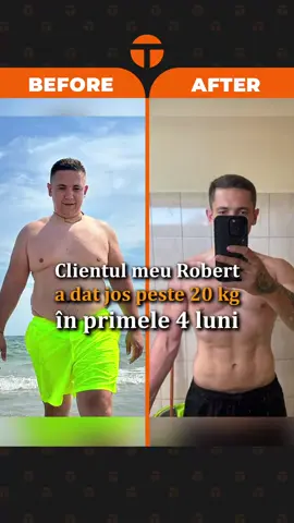 Ce schimbare incredibila! Clientul meu, Robert, a reusit sa dea jos 20 de kg in primele 4 luni. Daca doresti si tu sa faci o schimbare, lasa un comentariu cu 