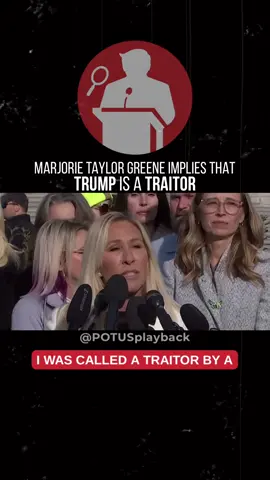 During a press conference with Jeffrey Epstein victims, Marjorie Taylor Greene seems to imply that President Donald Trump is a traitor, not her as Trump suggested earlier this week. MTG said the following:  “He called me a traitor for standing with these women and refusing to take my name off the discharge petition.” Greene continued her comments by saying:  “Let me tell you what a traitor is. A traitor is an American that serves foreign countries and themselves.” Some serious verbal jabs and accusations are being exchanged between President Trump and what appears to be his former ally Marjorie Taylor Greene. Follow @POTUSplayback ⏪️ Trump said it. We  checked it! ✔️ #MarjorieTaylorGreene #MTG #EpsteinVictims #TrumpTraitor #EpsteinFiles  