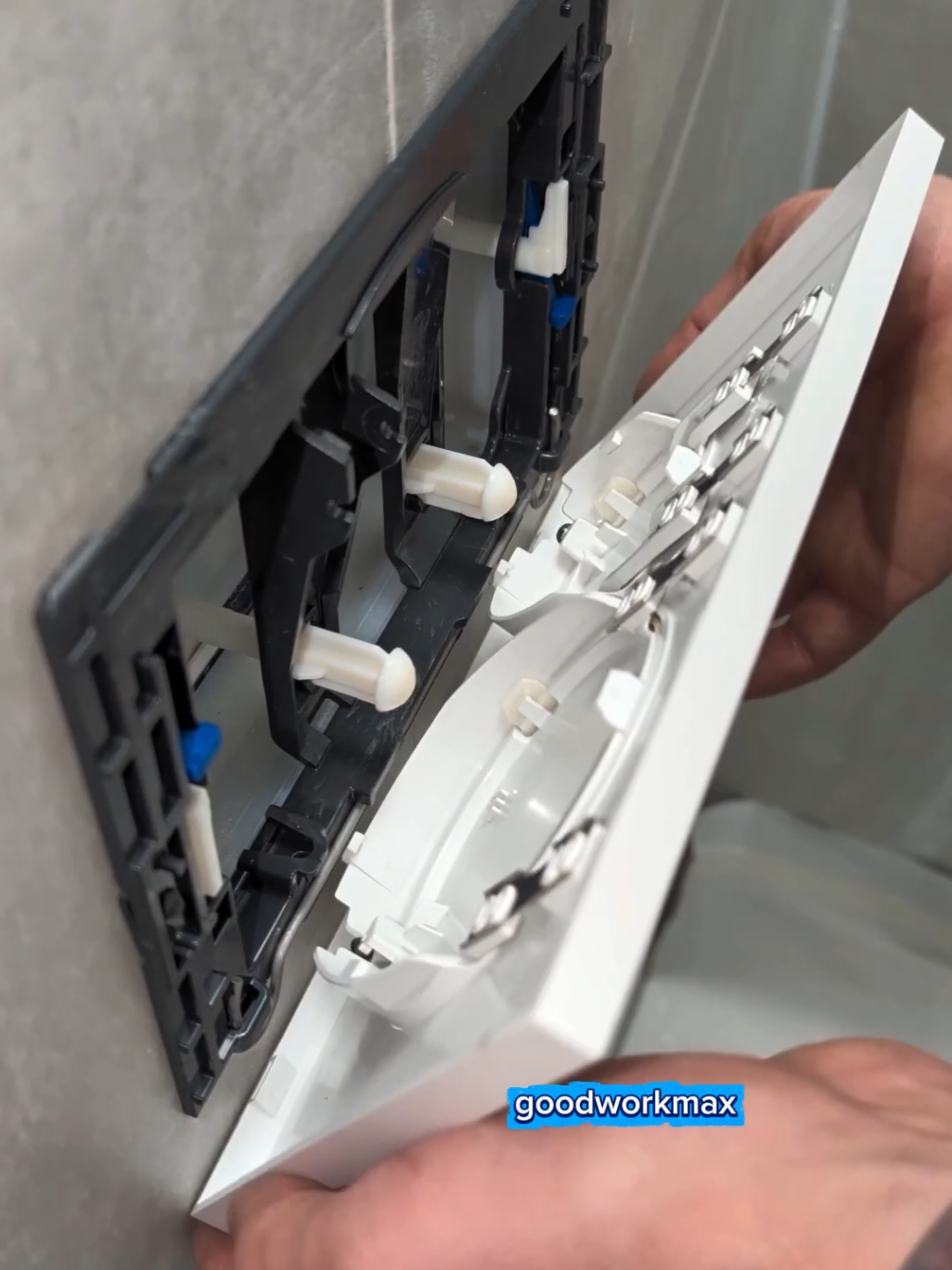 When the toilet flush plate makes you work harder than the gym 😅 But it still turns out perfect!