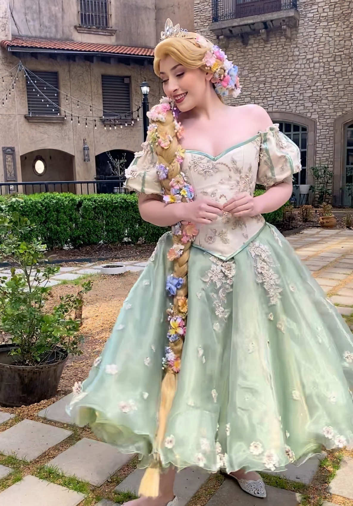 Did somebody say it’s National Princess Day?! 👑✨ This dress was one of my favorites to work on. I don’t know why, but I love making Rapunzel dresses so much!🌸 Dress: @Fawn Holley  #nationalprincessday #princess #rapunzel #cosplay 