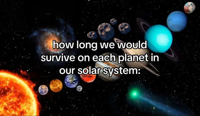 How long we would survive on each planet/star in our solar system #solarsystem #star #planet #fyp 