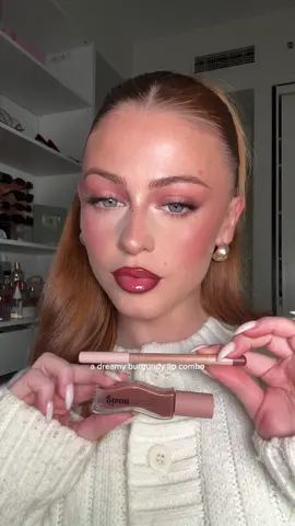 @Kylie Cosmetics lure lipliner  @makeupforever limitless brown pencil  @Gisou sticky toffe lip oil  #lipcombo #burgundylip #cherrylip #festive #makeup