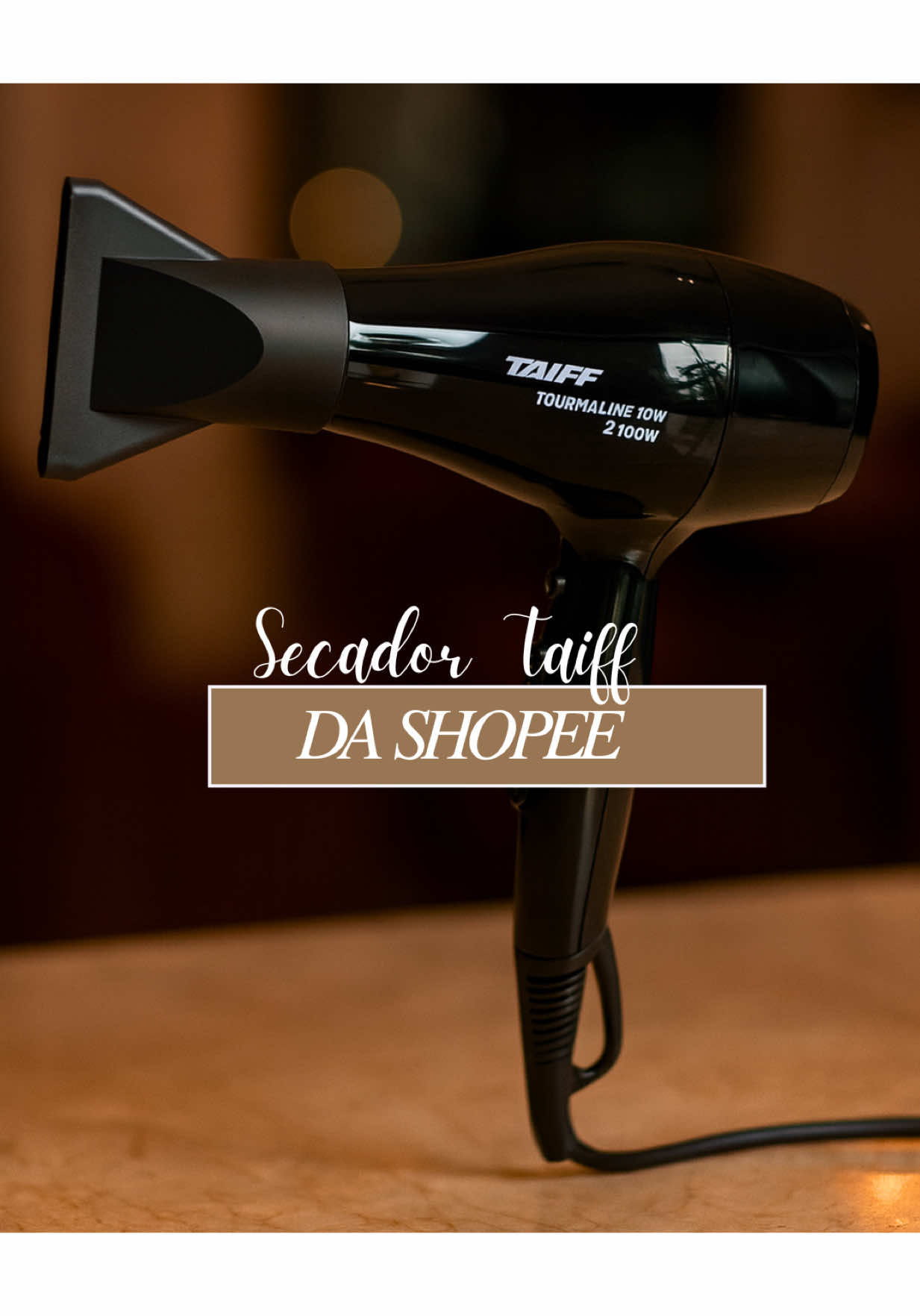 Cabelos brilhantes em minutos! ✨🔥 O Taiff Tourmaline 2100W une potência, tecnologia e leveza para um resultado profissional em casa. Corre garantir o seu! 💨✨ #SecadorTaiff #Tourmaline2100W #CabelosPerfeitos #BelezaEmCasa #PromoçãoShopee