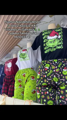 🎄 Pijamas Navideños del Grinch 🎄 ¡Perfectos para fotos familiares, regalos y toda la temporada festiva! 📏 Disponibles desde la talla 2 hasta la XXL 📍 Visítanos en Gamarra 	•	Gamarra 535 – Tienda 66 (Campo Ferial Santa Genara) 	•	Bauzate y Meza 1506 — a una cuadra del Parque Cánepa 🛒 Ventas al por mayor y menor 📱 WhatsApp: 943 055 347 #pijamasnavideñas #pijamasgrinch #gamarra #navidadentiktok #pijama 