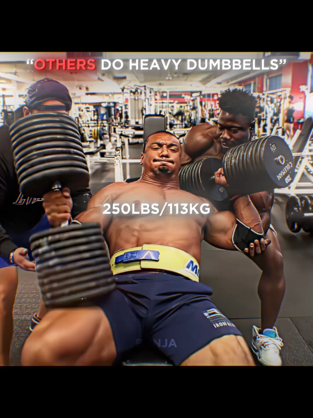 Crazy Heavy Dumbbell Press😲 #gym #gymmotivation #strength #strongman #eddiehall  ⁨@eddiehallwsm⁩