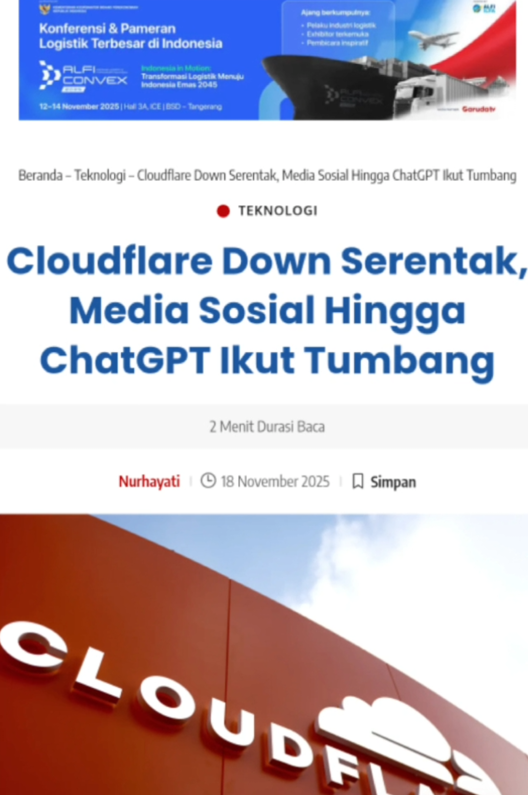 Cloudflare barusan ngalamin gangguan global. Pemicunya file konfigurasi internal yang tumbuh terlalu besar, bikin sistem Cloudflare crash dan ngefek ke ribuan situs: ChatGPT, X (Twitter), dan banyak layanan lain ikut down. Ini bukan serangan hacker. Murni kesalahan konfigurasi yang bikin lalu lintas internet kacau selama beberapa jam. Cloudflare sudah rilis perbaikan dan layanan mulai pulih, tapi dampaknya kerasa ke seluruh dunia. Inilah risiko kalau satu perusahaan megang infrastruktur internet skala raksasa.