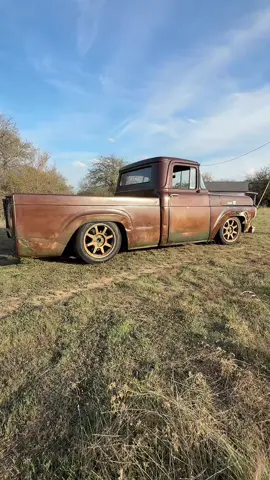 The one that started this YouTube bit. 1959 Ford F 100 on a Crown Vic chassis . Go to muggcustoms YouTube channel and search for the playlist 