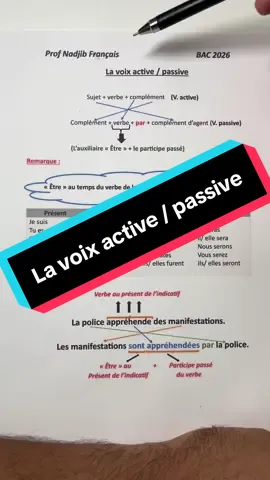 La voix active et la voix passive BAC2026 #algerie🇩🇿 #bac2026 #pourtoii #languefrançaise #foryoupage❤️❤️ 