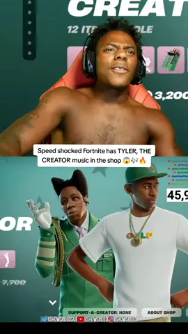 Speed shocked Fortnite has TYLER, THE CREATOR music in the shop 😱🎶🔥#ishowspeed #fyp 