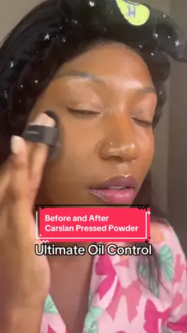 Before and after of my favorite oil control powder. @carslan_us @Carslan Global Official  #carslan #pressedpowder #oilyskin #oilyskinmakeup #tiktokshopblackfriday 