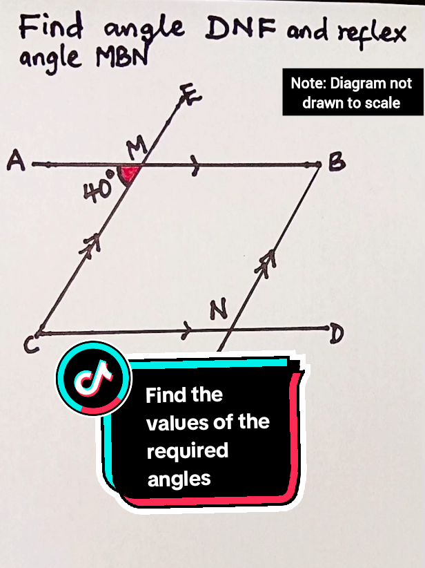 Find the values of angles DNF and reflex angle MBN #math #mathematics #education #LearnOnTikTok #fyp 