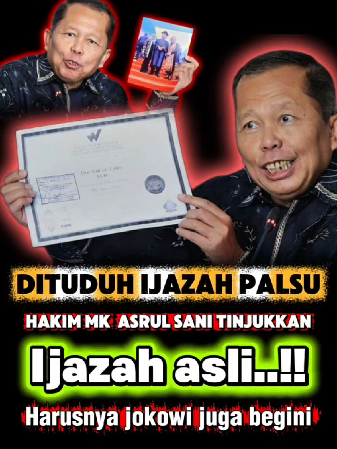 dituding ijazah palsu, hakim MK asrul sani tunjukkan ijazah doktor ke publik. jokowi gimana? #viral 