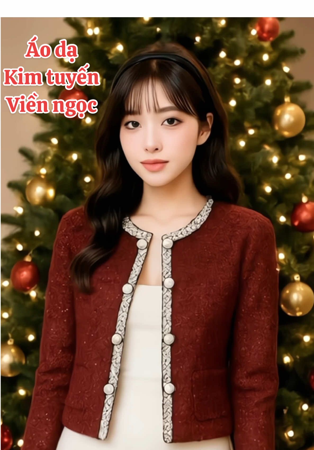 Áo khoác dạ kim tuyến viền ngọc cổ tròn nữ. #thoitrangnu #phoidoxinh #aokhoacnu #aodanu 