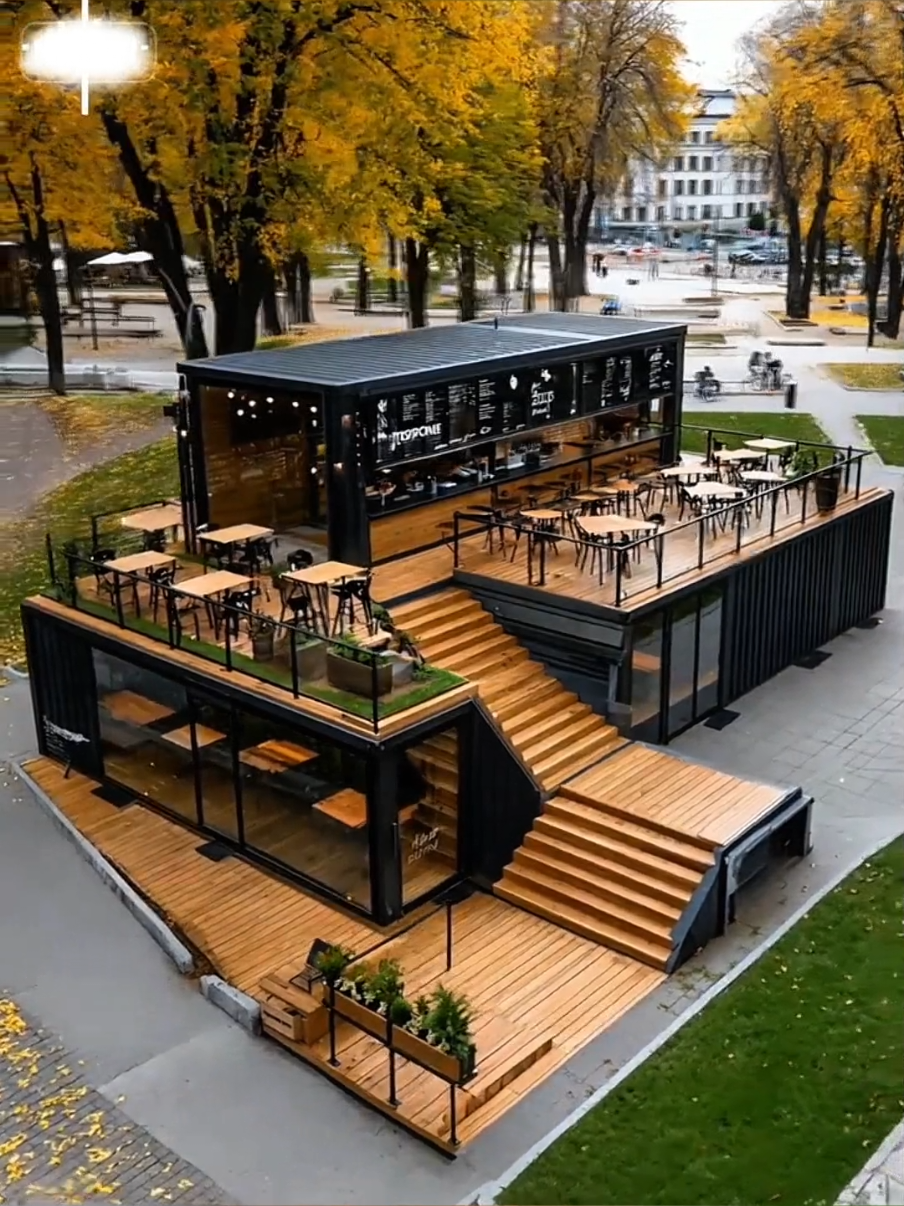 Phần 77: Thiết kế quán cà phê container 2 tầng với sân thượng siêu rộng, view lá vàng cực chất! 🍁🍂 ​#NhàĐẹpContainer #NhàLắpGhép #QuánCafeContainer #ThiếtKếĐẹp #MôHìnhKinhDoanh