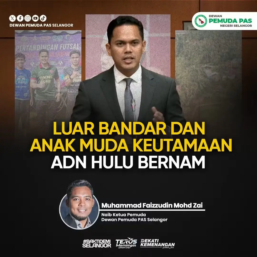 KENYATAAN MEDIA DEWAN PEMUDA PAS SELANGOR  18 November 2025 | 26 Jamadilawwal 1447 H LUAR BANDAR DAN ANAK MUDA KEUTAMAAN ADN HULU BERNAM 1. Platform Sidang Dewan Negeri Selangor digunakan sebaik mungkin ADN Hulu Bernam untuk membangkitkan isu-isu rakyat, sejajar dengan prinsip perjuangan PAS untuk membela masyarakat bandar dan luar bandar, bagi memastikan segala agihan pembangunan yang dirancang mengalir secara adil kepada seluruh rakyat Selangor, serta mempertahankan hak rakyat yang seakan-akan tidak diambil berat oleh kerajaan. 2. Antara fokus YB Muizzudden dalam sidang kali ini ialah isu ketidakseimbangan antara wilayah yang masih ketara. Beza purata pendapatan median isi rumah antara wilayah masih lebar terutamanya antara daerah Sepang dan Hulu Selangor. Ketidakseimbangan ini berlaku akibat kekurangan pekerjaan disebabkan kurangnya peluang pekerjaan di Hulu Bernam, seterusnya memaksa anak-anak muda berhijrah ke bandar-bandar besar di Selangor. 3. Rakyat di kawasan luar bandar seperti Hulu Bernam bukan mahu menukar hutan belantara kepada hutan batu, tetapi sudah memadai sekiranya Kerajaan Negeri memberikan fokus berkenaan elemen nilai tambah terhadap anak muda untuk menjadi tenaga mahir yang mampu menyumbang sesuatu kepada keluarga masing-masing, dan juga nilai tambah kepada pengusaha PMKS untuk terus berkembang, seterusnya mereka ini dapat membangun ekosistem ekonomi yang lebih baik di Hulu Bernam kelak. 4. Biarpun projek tebatan banjir diberikan peruntukan yang agak besar setiap tahun seakan memperlihatkan kesungguhan untuk melaksanakannya, namun kesan sepatutnya belum dirasai rakyat. Contohnya Projek RTB Fasa 1 Sungai Bernam. Biarpun sudah sudah siap dilaksanakan pada 16 Mac 2021, namun RTB tersebut belum dapat berfungsi sebagai penebat banjir setiap kali hujan lebat turun di Hulu Bernam.  5. Justeru, Dewan Pemuda PAS Negeri Selangor mengharapkan Kerajaan Negeri dapat mendengar dan memperbaiki kelemahan yang ada demi kebaikan rakyat jelata. Pemuda PAS Selangor akan terus menjadi suara yang lantang membela rakyat, sama ada melalui saluran wakil rakyat mahupun parti, agar Belanjawan Selangor 2026 yang dibentangkan menepati temanya iaitu Selangor Juara, Rakyat Sejahtera. Muhammad Faizzudin Mohd Zai  Naib Ketua Pemuda  Dewan Pemuda PAS Selangor  #PemudaPAS #TerusMemimpin #DekatiKemenangan #BaktiDemiSelangor #SelangorDeservesBetter