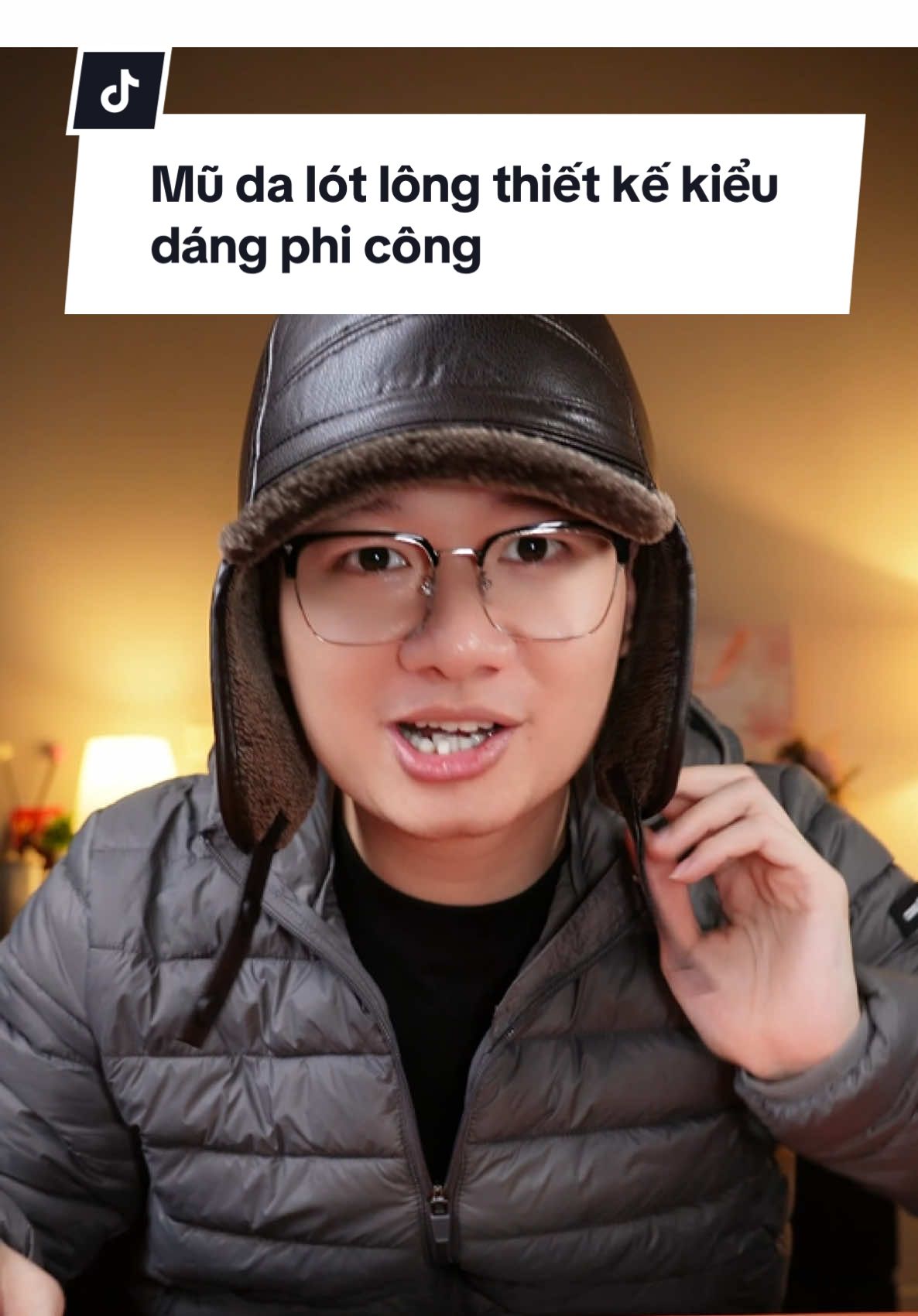 Mũ da lót lông thiết kế kiểu dáng phi công