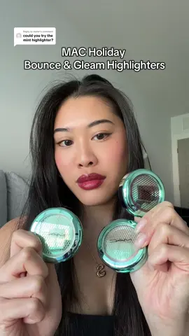 Replying to @mafer every shade of the new limited edition @maccosmetics holiday bounce & gleam highlighters • buttergleam highlighter • candied copper highlighter • investmint highlighter #mac #maccosmetics #highlighter #highlighterglow #holidaymakeup #newmakeup 