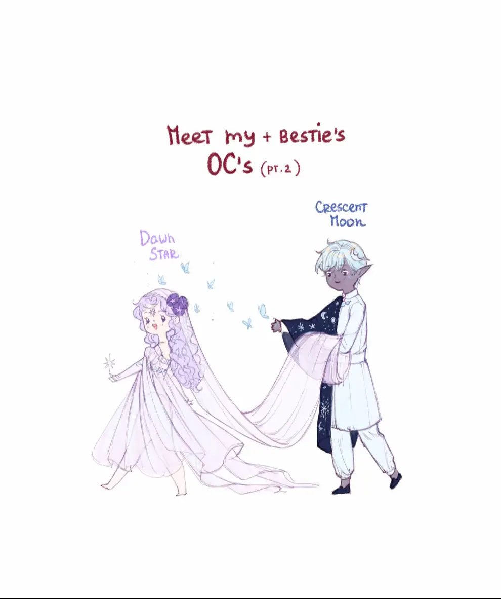 Cause people were curious about Dawn Star lover, so here is pt 2!  His name is Argent, he’s one of the Moon twins. They are both with Chantelle very gentle and loving souls, destined to be together even far before birth. He is introverted and shy, so she absolutely loves to tease him.  + sketches with Sun haha  #oc #originalcharacters 