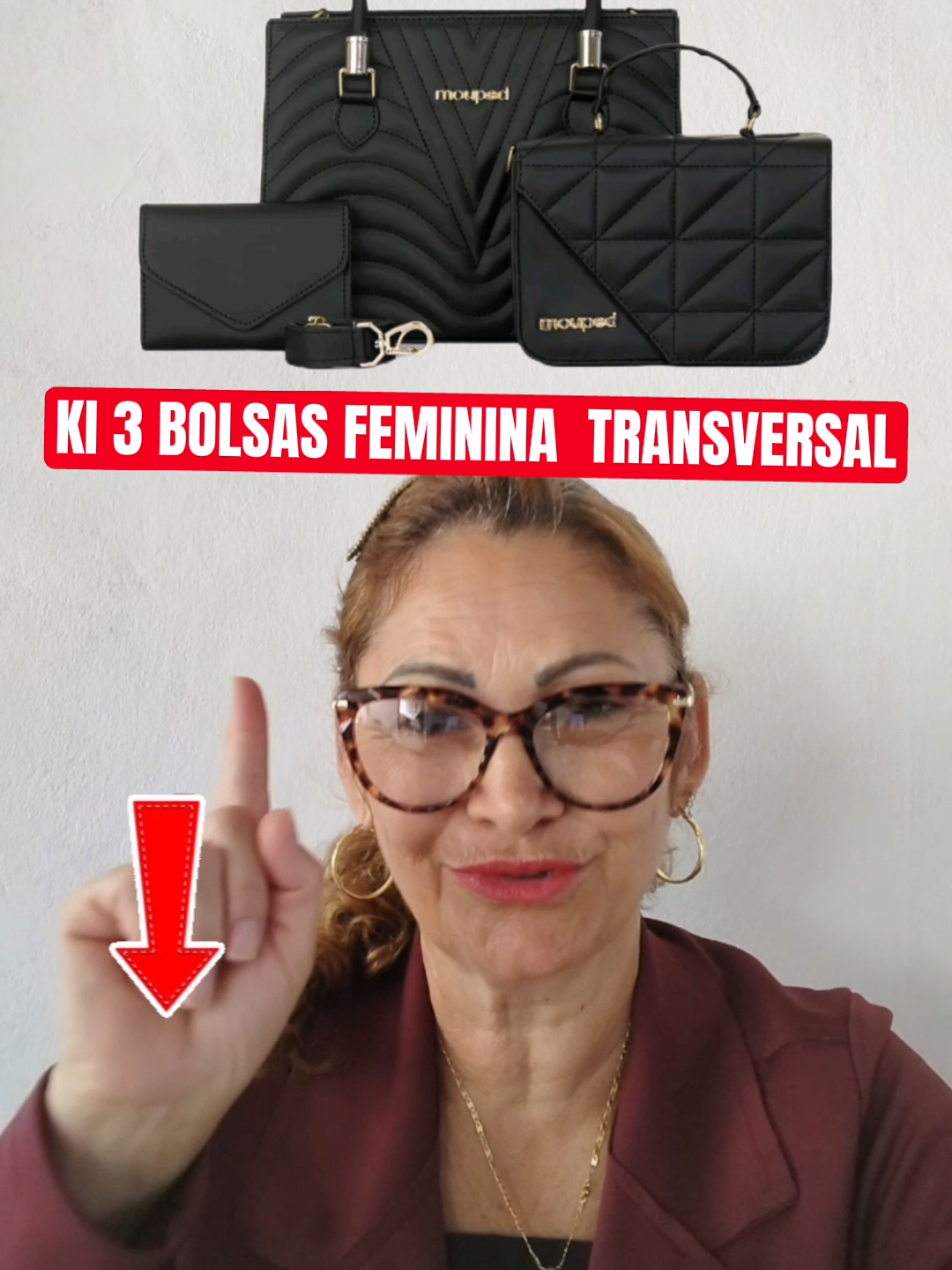 KIT 3 BOLSAS FEMININA  TRANSVERSAL!#mulher #bolsa #feminina #kit #presente 