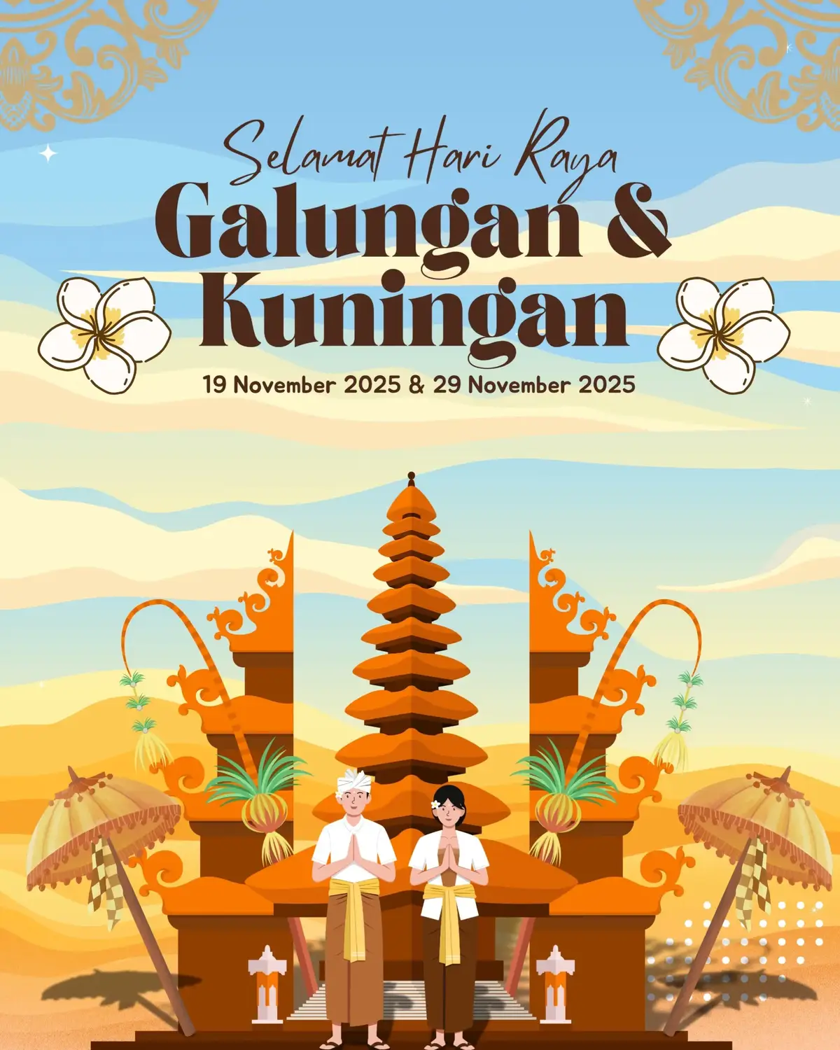 Semoga kita semua senantiasa diberkahi dengan kebahagiaan, kesehatan, dan kedamaian. Di momen suci Galungan dan Kuningan ini, mari kita tingkatkan rasa syukur dan persatuan. #SelamatGalungandanKuningan2025 #HariRayaGalungan2025 #HariRayaKuningan2025 #SpiritGalungan #SyukurKuningan