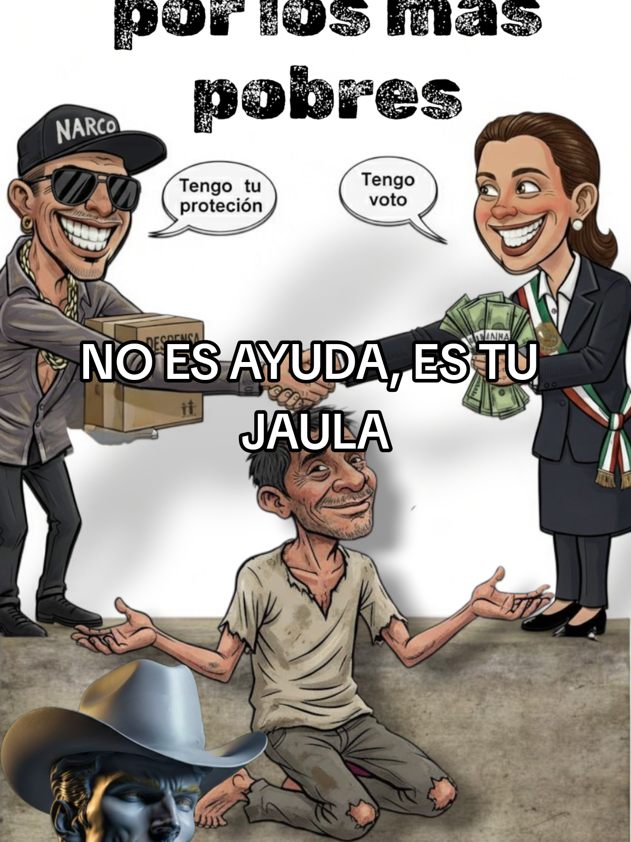 Mientras aplaudes las migajas que caen de la mesa, no ves que te han robado la silla. La dependencia no es un regalo, es una anestesia para que no sientas cómo te quitan el futuro. #narcopresidenta  #mexico  #migajas #carlosmanzo  #marcha 