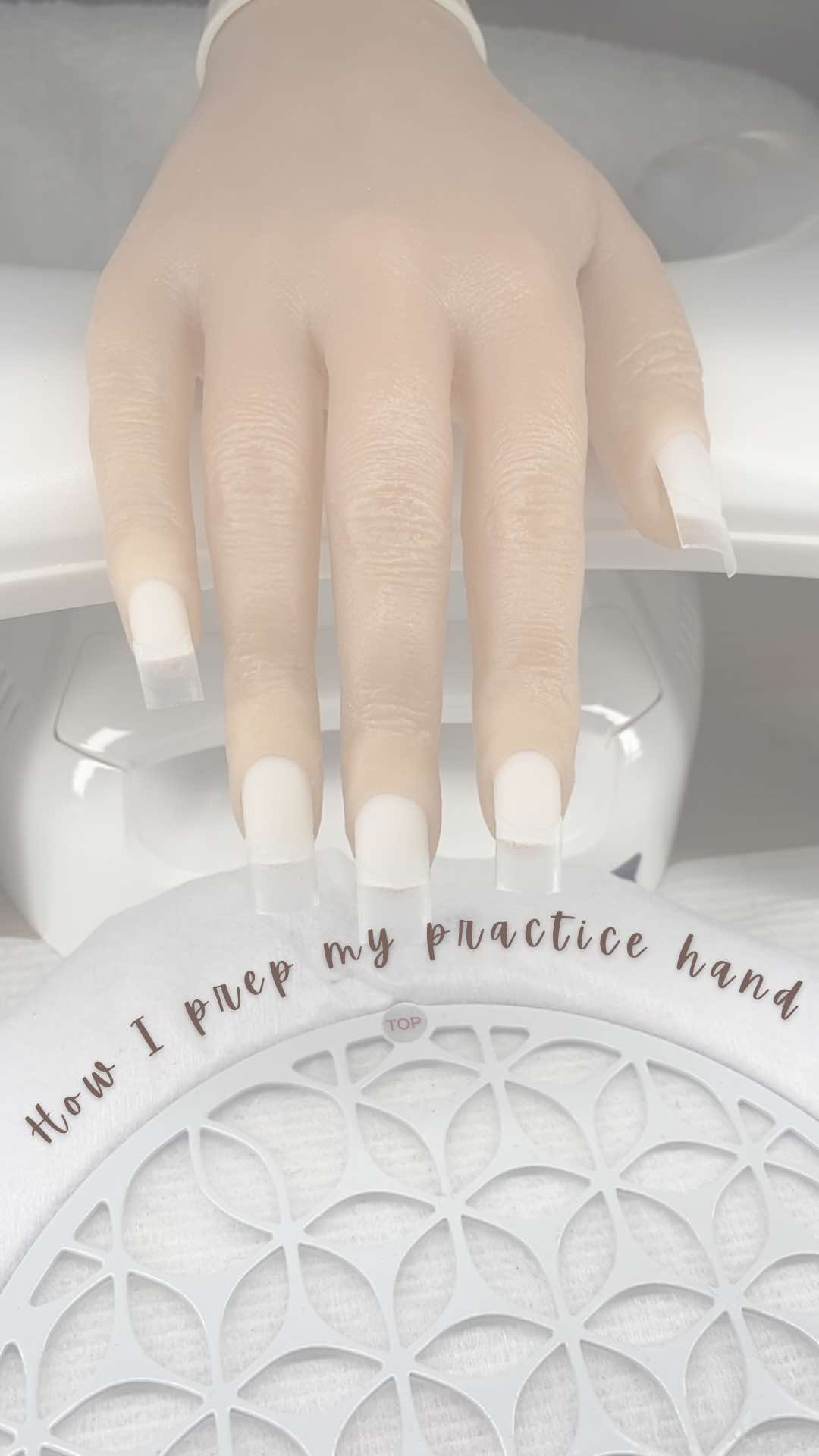 Mannequin Prep 101 💅🏼 Remember, plastic doesn’t stick like a real nail, so go easy on the pressure and try different glues/tips until you find your combo 🧲 Here’s how I prep mine (Alice), I hope it helps another beginner out there ✨ Mannequin from @NSI Nails Australia  #practicehand #nailtutorial #mannequinhand #nails #beginnernailtech 