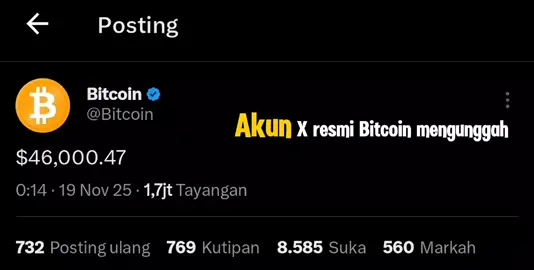 Update harga dari akun resmi langsung bikin market heboh, level 46k jadi fokus utama trader hari ini.” #bearmarket #bitcoin #cryptocurrency #cryptoupdate #CryptoAnalysis 