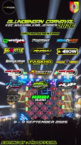 Daftar Sementara Karnaval Gludengan Wuluan Jember Full Kejutan 🔥🔥🔥  #karnaval #glundengan #soundsystem #phj_official #fyp 