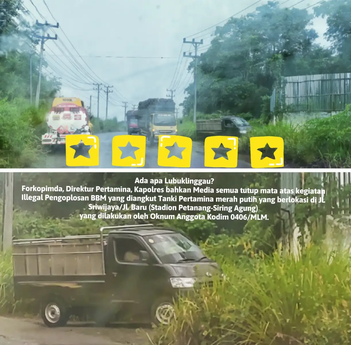 Gudang Pengoplosan BBM Tanki Pertamina Merah Putih yang berlokasi di lahan Ex. Agen LPG PT. Kelingi Jaya Jl. Sriwijaya/Jl. Baru (Stadion Petanang-Siring Agung), kembali beroperasi. Kegiatan tersebut diduga dilakukan oleh Oknum Anggota Kodim 0406/MLM. Padahal, beberapa bulan yang lalu tepatnya pada hari Selasa tanggal 27 Juli 2022 pukul 10.00 Wib, telah terjadi kebakaran hebat di Gudang tempat Pengoplosan Tanki Pertamina tersebut. Namun atas kejadian tersebut, pihak Polres Lubuklinggau tidak ada memberikan Press Release terkait kejadian tersebut bahkan tersebar di Media bahwa gudang tersebut hanya Gudang Karet.  Berdasarkan hasil pemantauan dilapangan satu bulan terakhir, kegiatan tersebut dilakukan dengan rapi dan terkoordinir. Ada beberapa Mobil Pertamina Merah Putih yang akan menyalurkan BBM ke SPBU di wilayah Kota Lubuklinggau, Musirawas dan Muratara berbelok arah menuju gudang Pengoplosan yang berpagar Seng bertempat di Jl. Sriwijaya/Jl. Baru (Stadion Petanang-Siring Agung) tepatnya di lahan Ex. Agen LPG PT. Kelingi Jaya kira-kira berjarak ± 500 Meter dari SPBE. Selanjutnya pada saat mobil akan memasuki gudang, ada 2 (dua) orang mata-mata pengendali lalu lintas sudah bersiap-siap untuk menghentikan kendaraan dan memberikan informasi sehingga Mobil Tanki Pertamina dapat bebas masuk kedalam gudang yang berpagar Seng hingga melakukan aksinya yaitu melakukan pengoplosan BBM, dengan cara menurunkan separuh/setengah BBM yang terdapat di Mobil Pertamina merah putih setelah itu menukarnya dengan BBM olahan (Minyak Mentah) dari Desa Pantai Kab. Muratara dan Sungai Angit Kab. Muba  Atas kegiatan tersebut, Masyarakat resah dan marah karena BBM yang dijual di SPBU sudah tidak lagi murni karena telah di Oplos dengan Minyak olahan/mentah sehingga dikhawatirkan akan merusak kendaraan. Atas diterbitkan berita ini, kami mohon bantu Share terkhusus warga Kota Lubuklinggau, Musirawas dan Muratara. Agar berita ini sampai ke Nasional, karena Pertamina Kota Lubuklinggau dan Penegak Hukum di wilayah Kota Lubuklinggau sudah tidak ada kepedulian dan tutup Mata. #poldasumsel  #PolisiMiliterSriwijaya  #satgasmigas  #admingerindra  #fyp  @TVRI SUMATERA SELATAN @KompasTV Palembang @tvonenews @metro_tv 