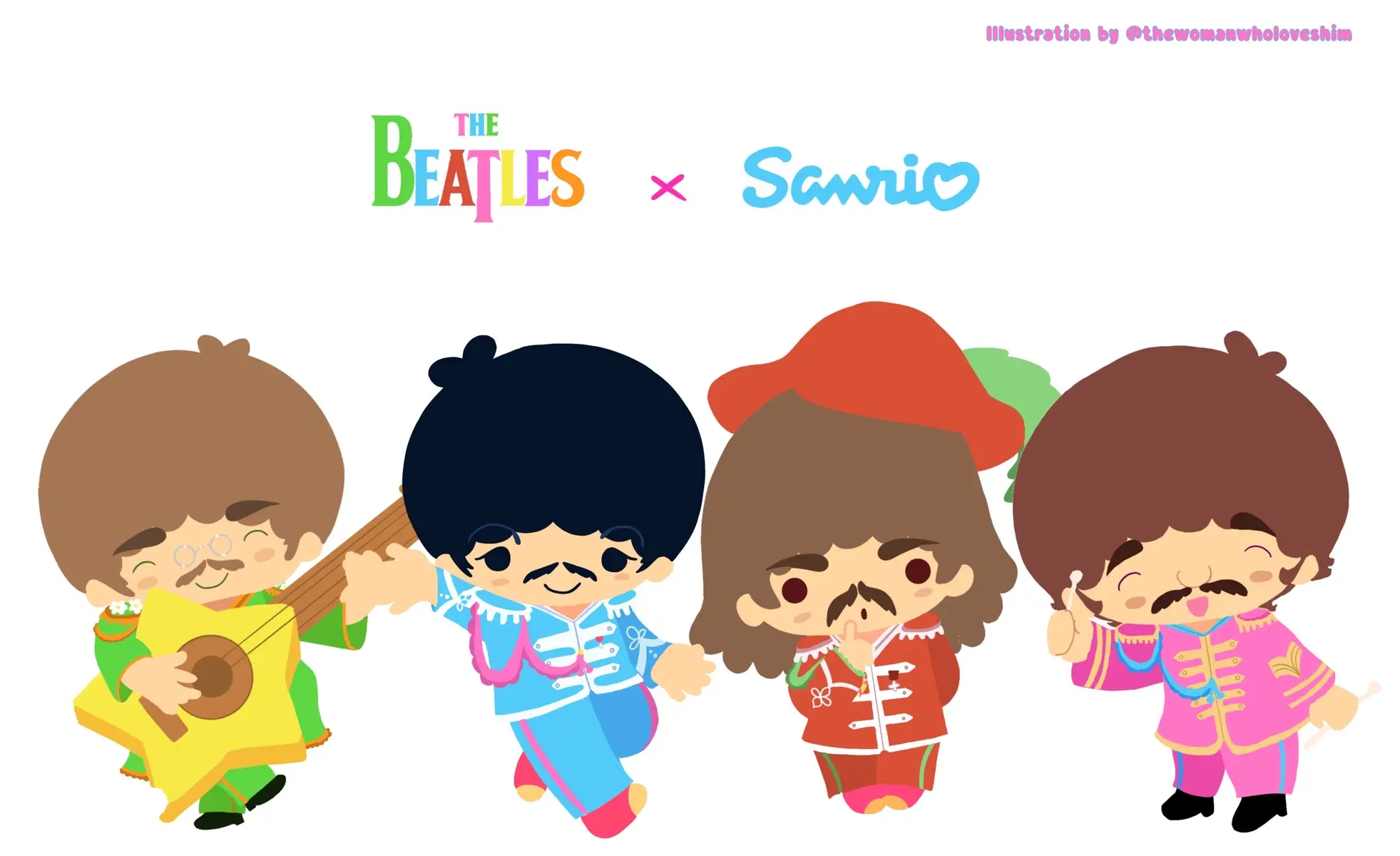 alr alr i will stop posting about this art, this is the last one! Now they're all togeter! TYSM FOR ALL THE NICE COMMENTS, SUPPORT, FOLLOWERS AND EVERYHING, XOXO 💋💋 #thebeatles #beatles #sanrio #art 