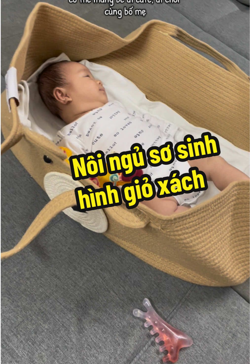 Nôi sơ sinh hình chiếc giỏ xách  có thể mang bé đi cafe, đi chơi  cùng bố mẹ. #noingusosinh #noigioxach 