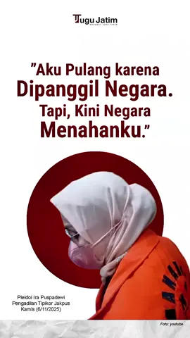 Kasus dugaan korupsi eks Dirut ASDP Ira Puspadewi masuk dalam persidangan. Ira menangis saat membacakan pleidoi di Pengadilan Tipikor Jakarta Pusat, Kamis (6/11/2025).  Ikuti @tugujatimid untuk berita update di Jawa Timur. #tugujatim #irapuspadewi 