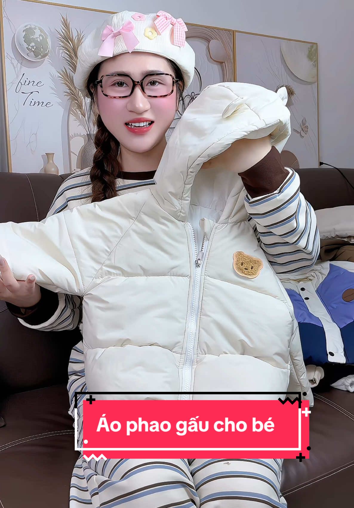 Áo phao gấu cho bé 💕#quanaothudongchobe #thoitrangthudongchobe #aophaochobe #aophaotranbongchobe #aophaobe 