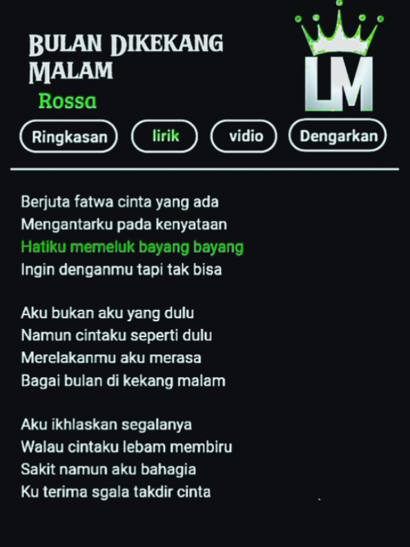 Bulan Dikekang Malam🎶 #lyricsmusic #overlay #rossa #lyrics #trendingsong 