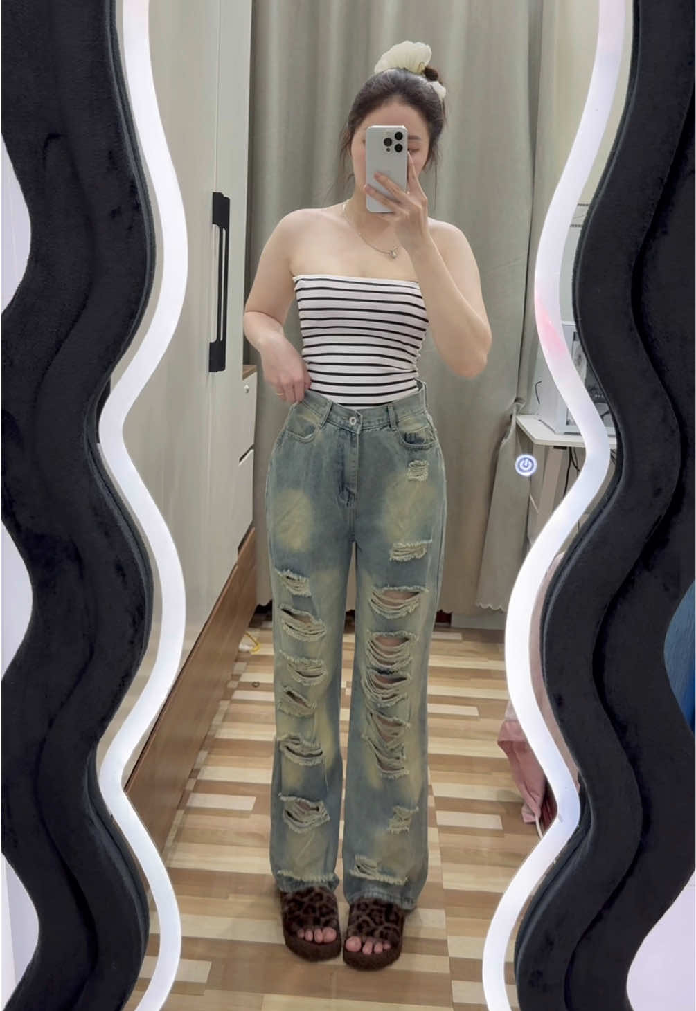 Quần ống rộng rách nhiều xinhh nha #quan #quanongrong #quanao #foryou #xuhuong 