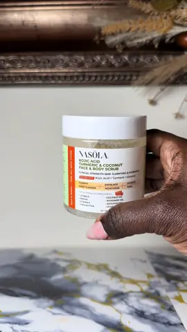 Nasola Kojic Acid & Turmeric Face & Body Scrub is that gentle-but-effective glow booster your skin has been waiting for. It smooths texture, lifts dullness, and helps fade discoloration without feeling harsh.  The blend of kojic acid, turmeric, and nourishing oils leaves your skin soft, bright, and refreshed after every use. Perfect for days when you want instant radiance and a clean, healthy glow. #Nasola #bfcm #TurmericGlow #tiktokshopblackfriday #beauty