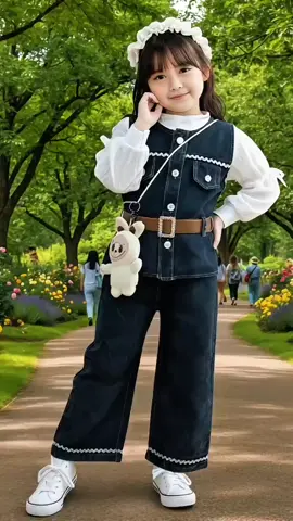 Setelan Anak Perempuan 3in1 Rompi Lepas Full Denim #setelan #setelananakperempuan #setelanjeansanak #fyp 