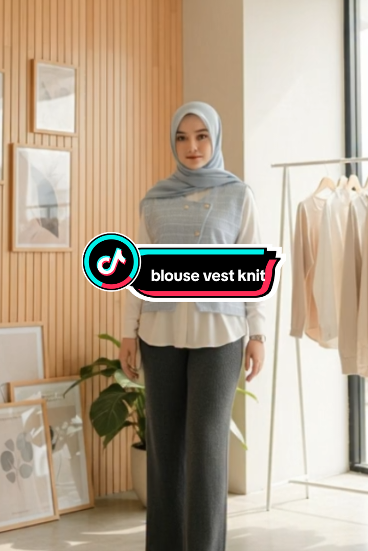Vest knit biru lembut yang bikin look makin manis dan effortless. Simple tapi tetap classy ✨💙