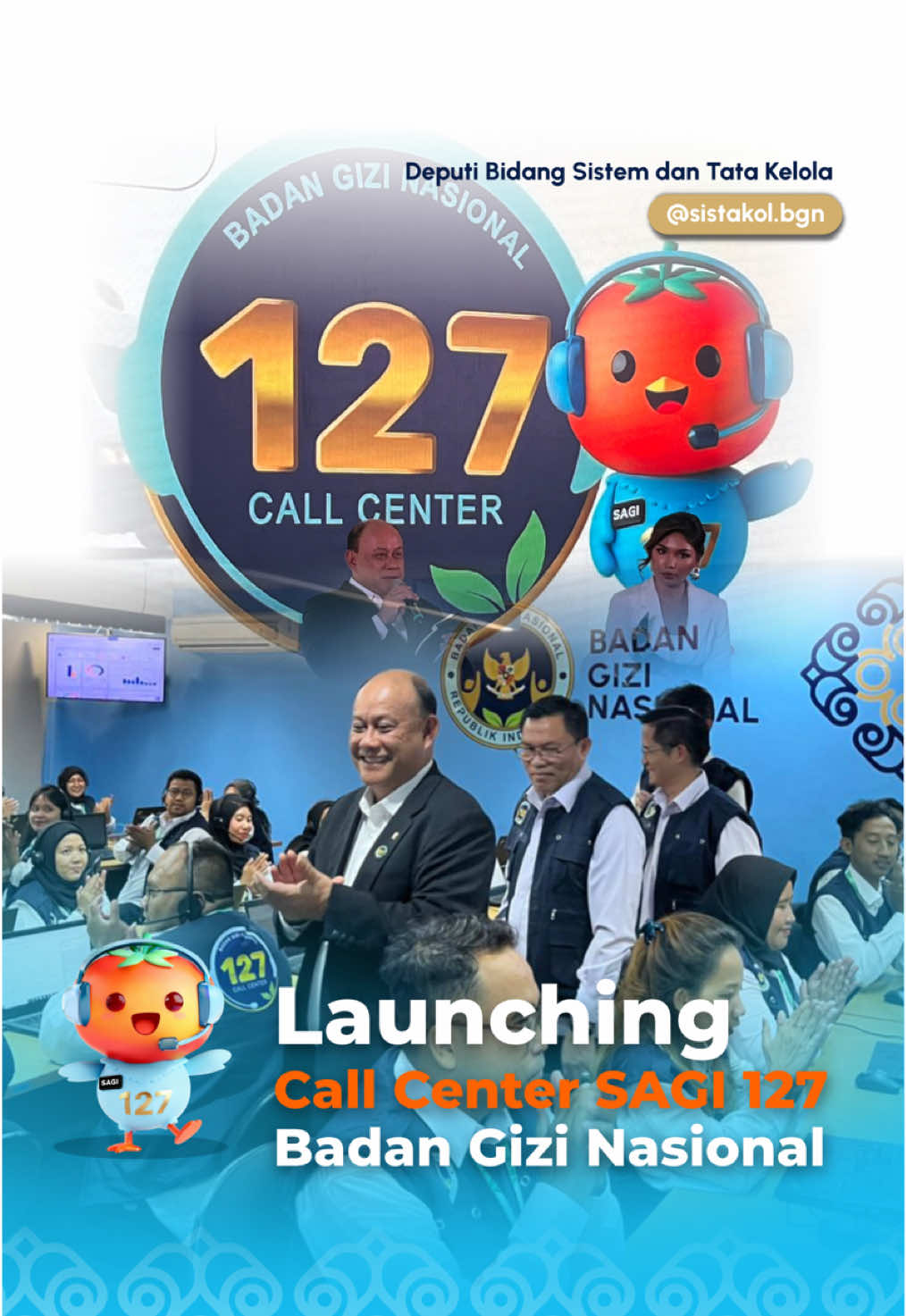 Badan Gizi Nasional (BGN) secara resmi meluncurkan SAGI 1️⃣2️⃣7️⃣ ☎️ SAGI 127 hadir sebagai memperkuat fondasi pembangunan gizi di Indonesia. Peluncuran ini menegaskan keseriusan BGN dalam memastikan kualitas dan relevansi data gizi untuk kepentingan nasional Pengaduan MBG juga bisa dilakukan melalui Webchat : www.bgn.lapor.go.id Whatsapp : 0811 1000 8008 Email : halo@bgn.go.id #DeputiBidangSistemdanTataKelola #BadanGiziNasional #SAGI127 #ManajemenRisiko