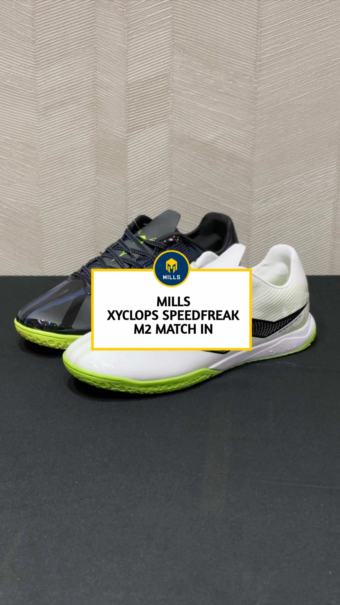 MILLS XYCLOPS SPEEDFREAK M2 MATCH IN ⚡️ Tersedia dalam dua pilihan warna: - Black / Neon Green - White / Lime Green / Black #mills #millssport #millssportid #millsxyclopsspeedfreak #sepatufutsal 
