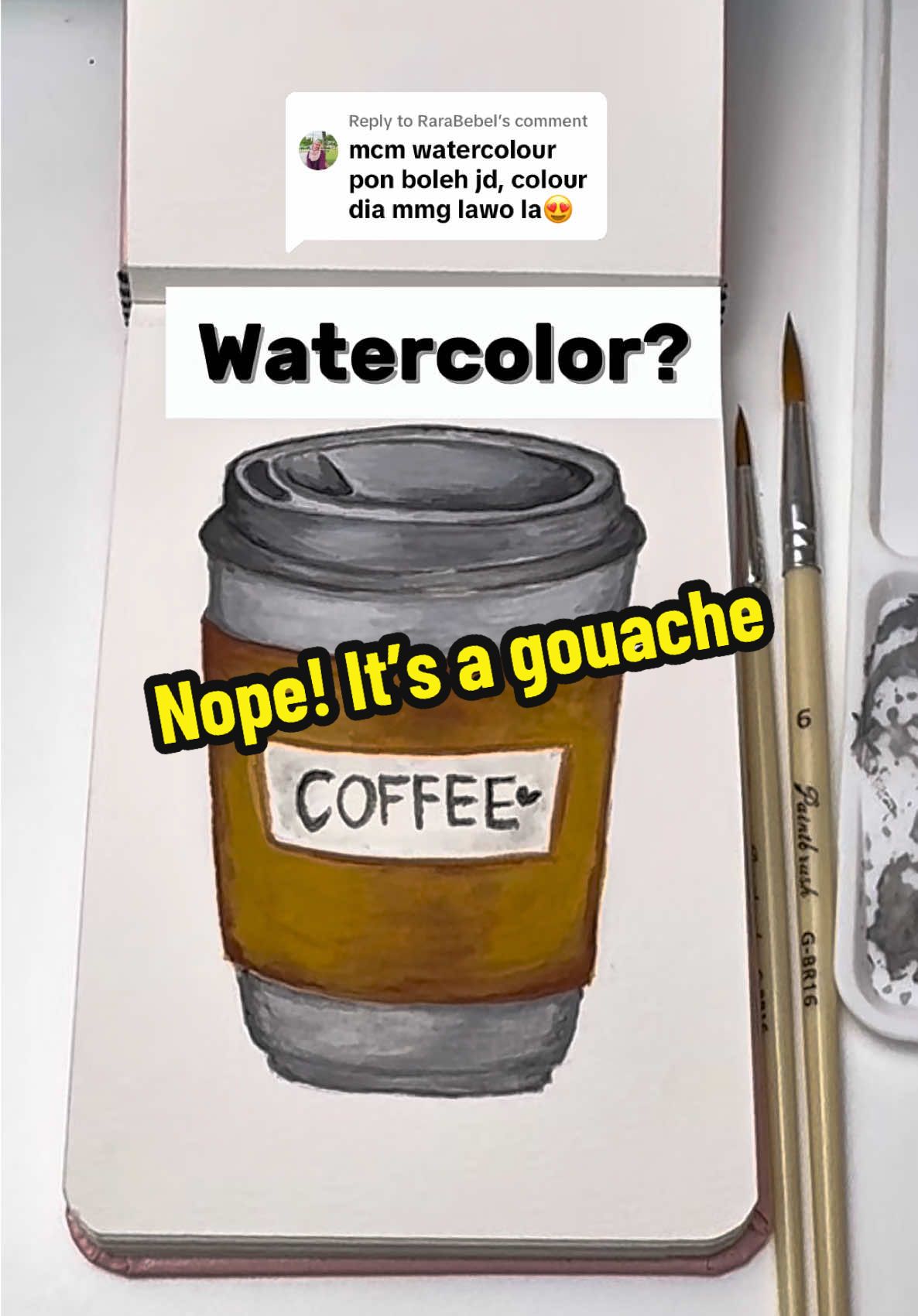 Replying to @RaraBebeltula.. suka la plk dengan dia ni. It’s a gouache! #gouache #watercolor #painting #gouacheart #miyahimigouache 